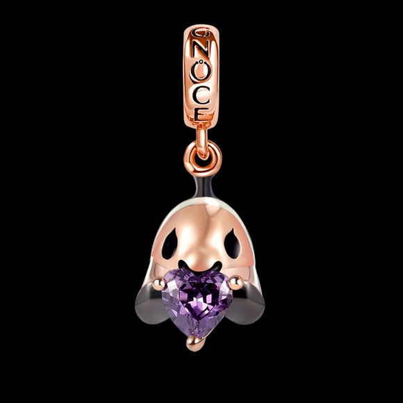 🎆Gnoce 18K Rose Gold Clown Fish Purple Rhinestone Dangle Pendant Bracelet Charm - Picture 2 of 10